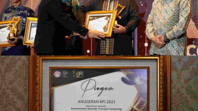 Gubernur Arinal Djunaidi Meraih Anugerah KPI Tahun 2023 Kategori Pemerintah Daerah Peduli Penyiaran