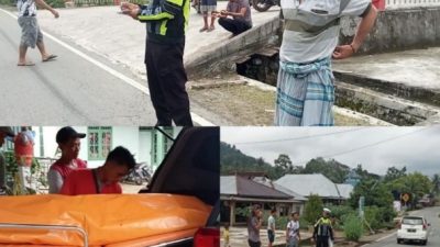Sat Lantas Polres Tanggamus Olah TKP Lakalantas di Jalinbar Semaka