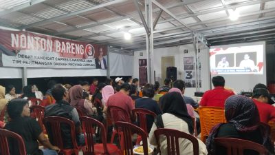 TPD Dan Relawan Ganjar Mahfud Lampung, Gelar Nobar Di Sekretariat TPD