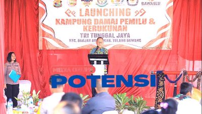 Launching Kampung Damai Pemilu Dan Kerukunan di Tulang Bawang,Ini Pesan Pj Bupati Tulang Bawang.
