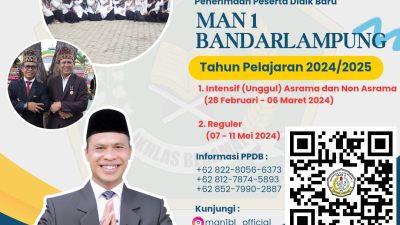 PPDB MAN 1 Bandarlampung 2024/2025 Dibuka, Berikut Jadwal dan Tahapan Pendaftarannya