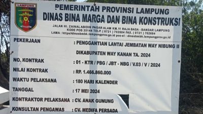 Pasca Ambruk, Jembatan Way Nibung II Waykanan Akhirnya Diperbaiki