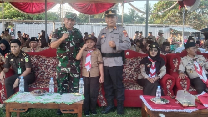 Danramil 421-09/Tjb Hadiri Upacara Peringatan HUT Pramuka ke-63 di Tanjung Sari