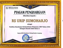 RS Urip Sumoharjo Bandarlampung Raih Penghargaan Fasilitas Kesehatan Berkualitas