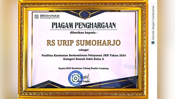 RS Urip Sumoharjo Bandarlampung Raih Penghargaan Fasilitas Kesehatan Berkualitas
