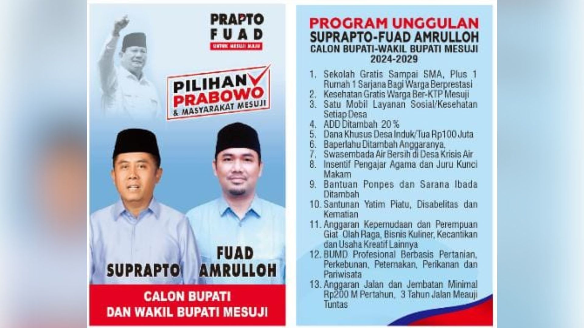 Suprapto-Fuad Usung 13 Program Unggulan untuk Mesuji Maju