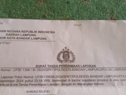 Dugaan Penganiayaan Oleh Oknum PPK Bandarlampung Berujung Laporan ke Polisi