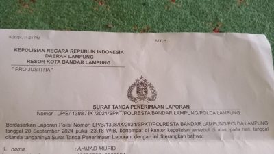 Dugaan Penganiayaan Oleh Oknum PPK Bandarlampung Berujung Laporan ke Polisi