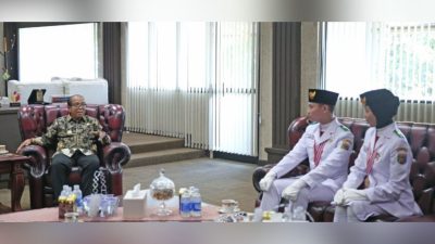 Usai Jalankan Tugas Perayaan Hari Kemerdekaan RI ke-79 di IKN, 2 Paskibraka Lampung Kunjungi Pj Gubernur Samsudin