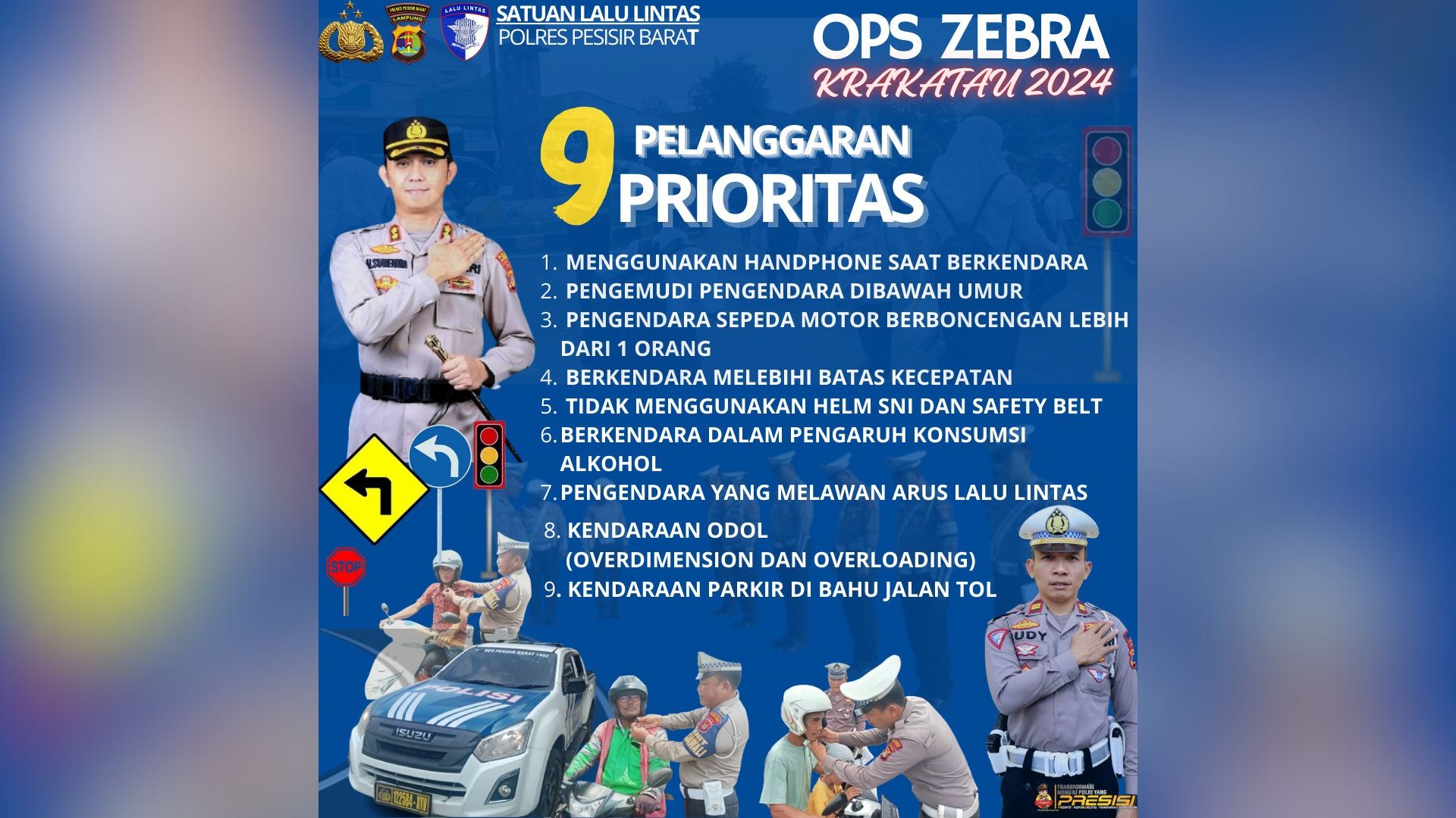 Polres Pesisir Barat Gelar Operasi Zebra Krakatau 2024: Sasar 9 Pelanggaran Lalu Lintas