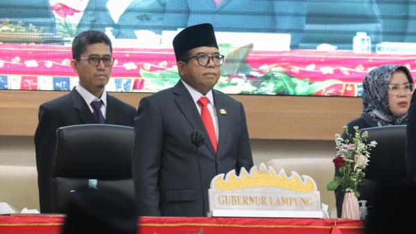 Pj Gubernur Hadiri Pelantikan Pimpinan DPRD Lampung 2024-2029