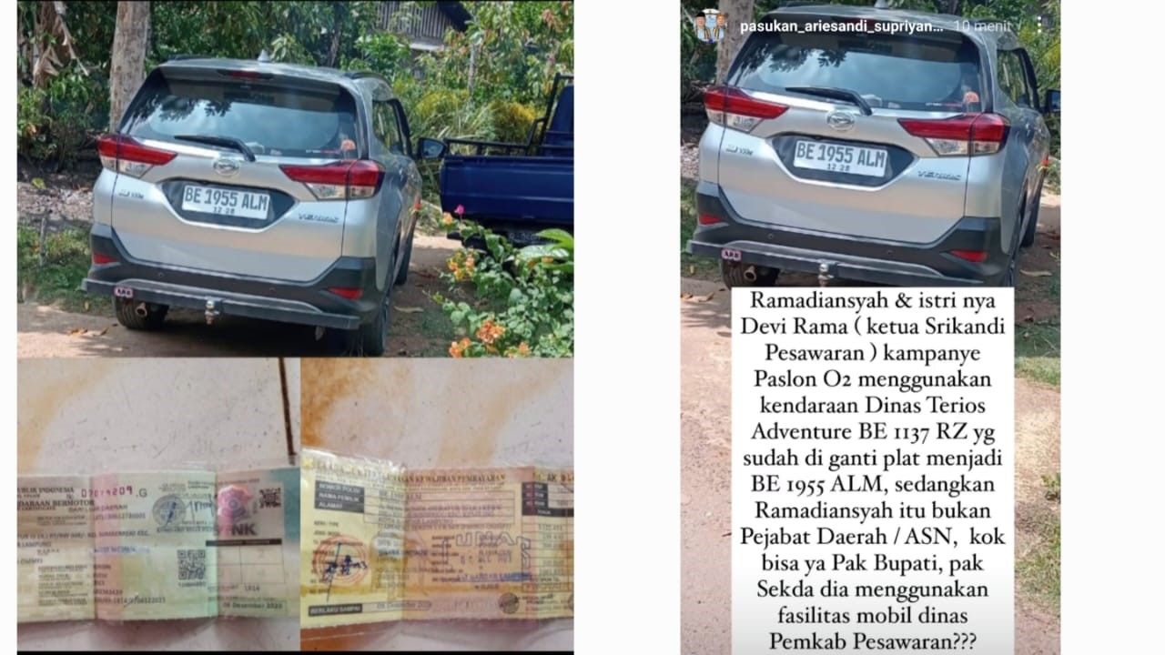 Viral Tuduhan Mobil Dinas untuk Kampanye, Suami Ketua Srikandi Pesawaran Ancam UU ITE