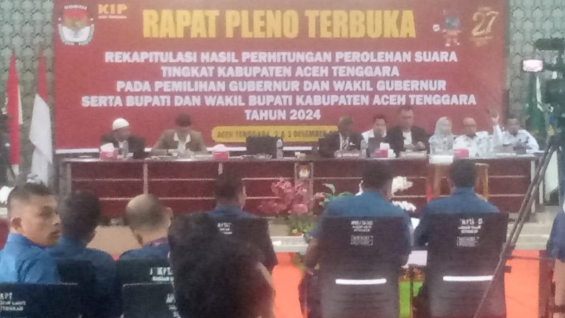KIP Aceh Tenggara Gelar Rapat Pleno Rekapitulasi Suara Pilkada 2024