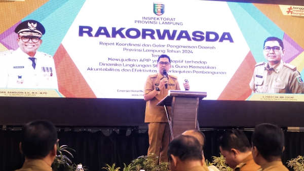 Pj Sekretaris Daerah Provinsi Lampung Membuka Gelar Pengawasan Daerah Provinsi Lampung Tahun 2024
