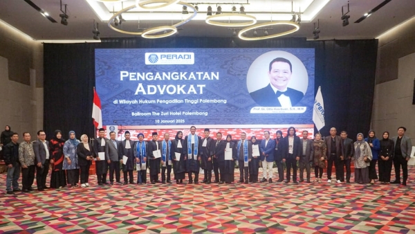 Peradi Lantik 124 Advokat Baru di Sumatera Selatan, Siap Jadi Advokat Unggul