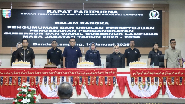 DPRD Lampung Setujui Pengangkatan Gubernur dan Wakil Gubernur Terpilih