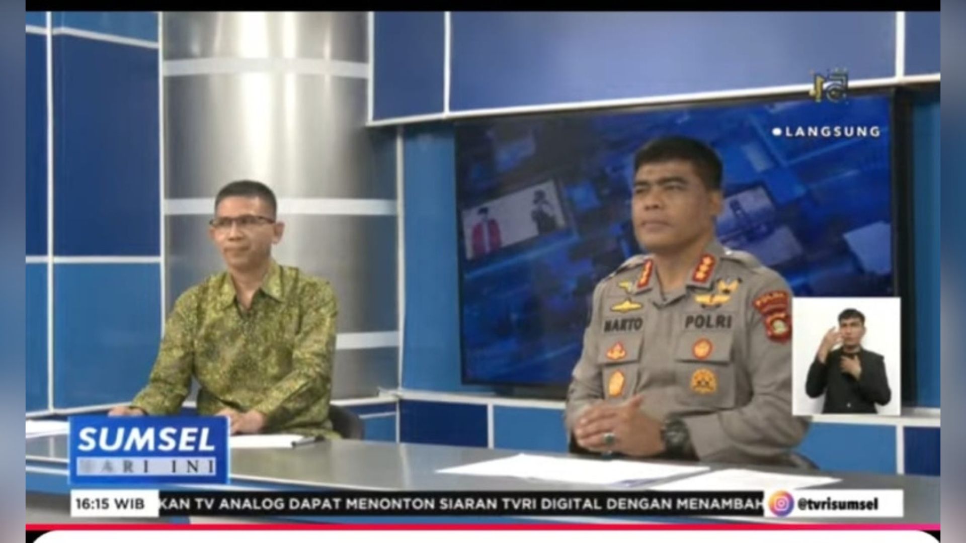 Kombes Pol Sunarto Jadi Pembaca Berita di TVRI Sumsel, Bagikan Pengalaman Seru