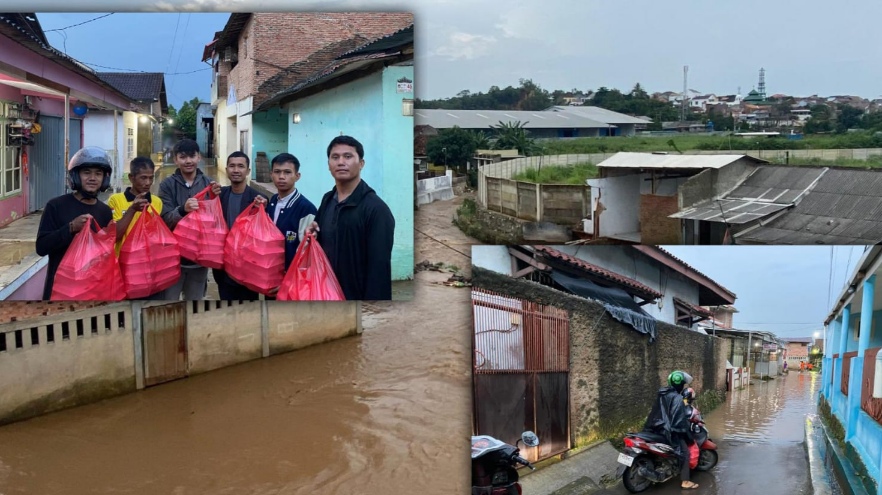 Banjir Rendam Kalibalau Kencana, Relawan KNPI Lampung Salurkan Bantuan