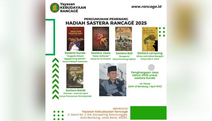 Udo Z Karzi Kembali Raih Hadiah Sastra Rancage, Hat Trick untuk Sastra Lampung