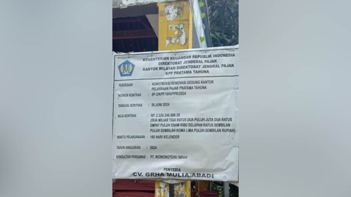 Papan Proyek Kantor Pajak Tahuna Disembunyikan, Dugaan Pelanggaran UU KIP