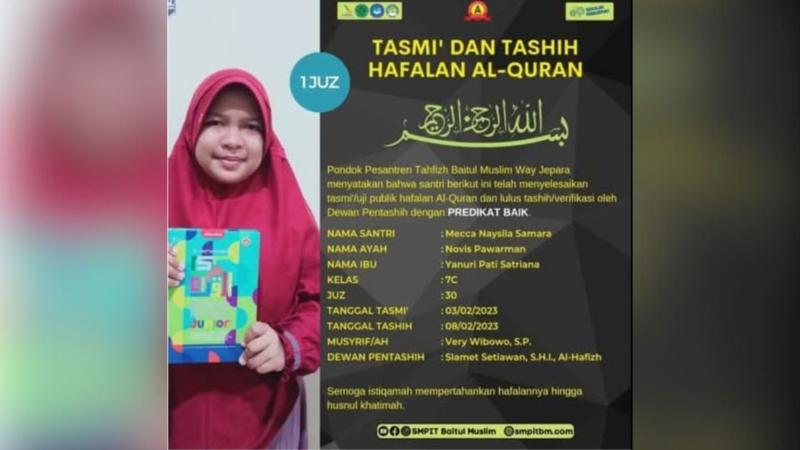 Mecca Naysila Samara: Siswi Berprestasi SMP IT Baitul Muslim yang Menginspirasi