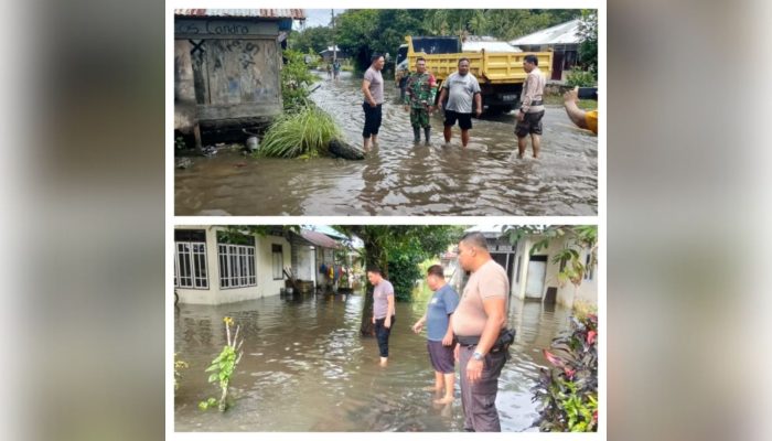 Kapolsek Tabukan Utara Tinjau Lokasi Banjir di Likuang, 60 KK Terdampak