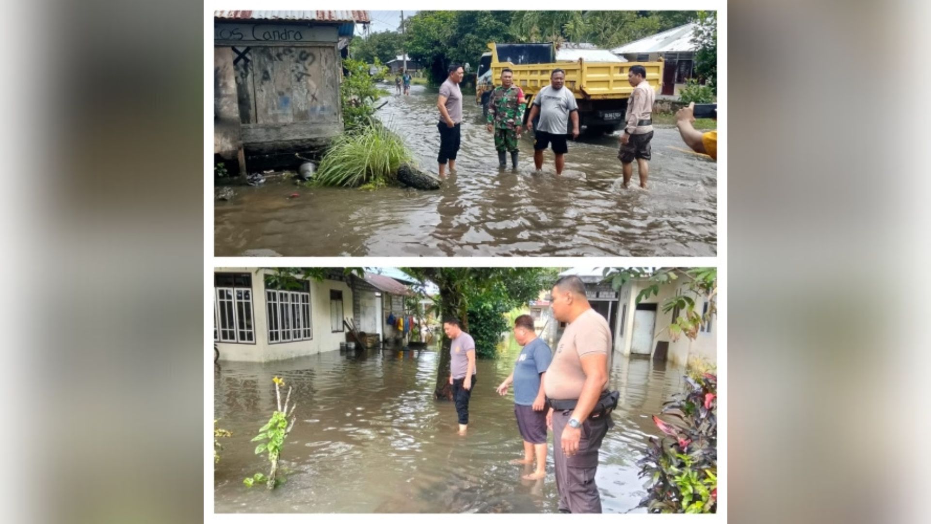 Kapolsek Tabukan Utara Tinjau Lokasi Banjir di Likuang, 60 KK Terdampak