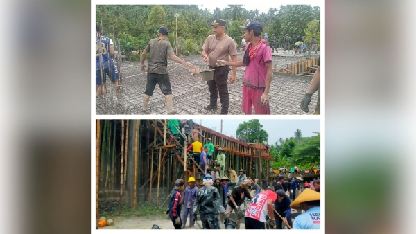 Polsek Kendahe dan Warga Gotong Royong Bangun Masjid Jabal Nur