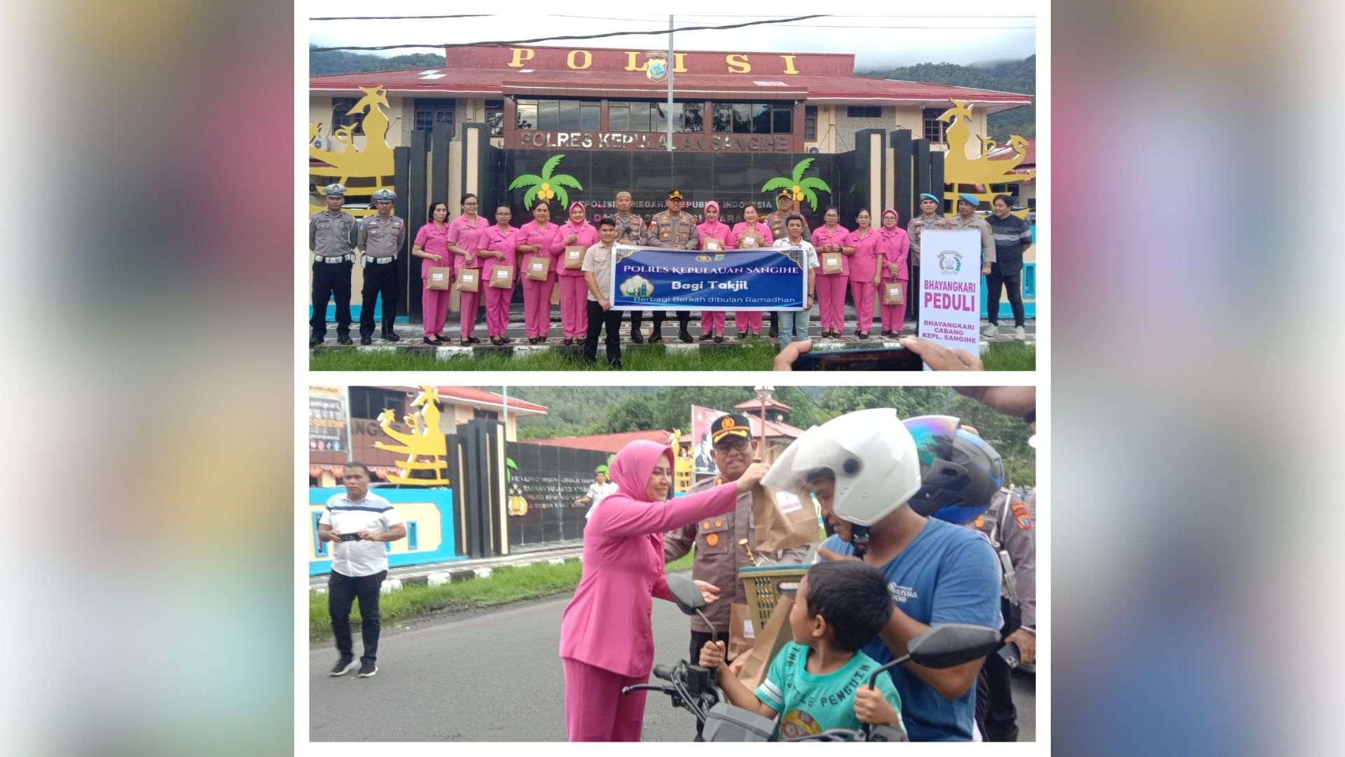 Polres Kepulauan Sangihe Bagikan Takjil Berkah Ramadan di Depan Mapolres