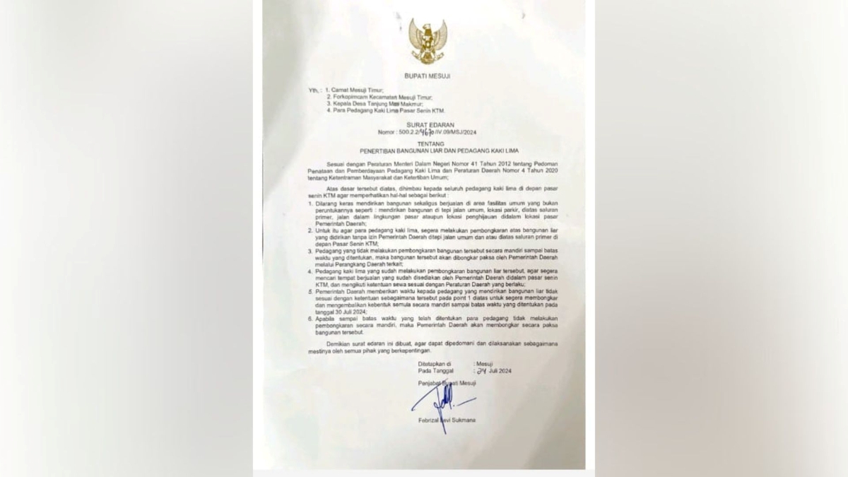 Polemik Penertiban PKL di Pasar Mesuji Memanas, Wakil Bupati Angkat Bicara Soal Dukungan Pedagang