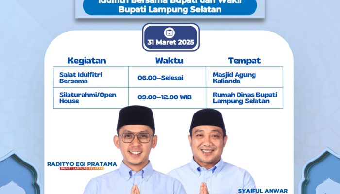 Rayakan Idulfitri 1446 H, Bupati Egi Akan Salat Id dan Gelar Open House di Kalianda