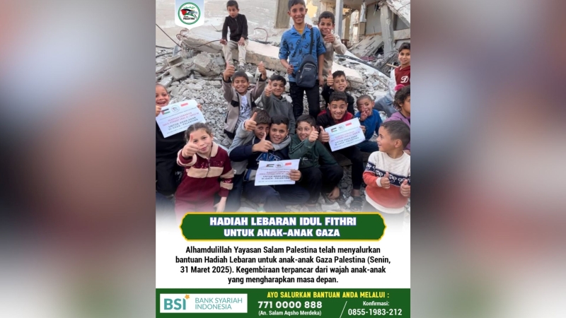 Senyum Lebaran Anak-anak Gaza di Tengah Nestapa, Donasi Indonesia Disalurkan Salam Palestina