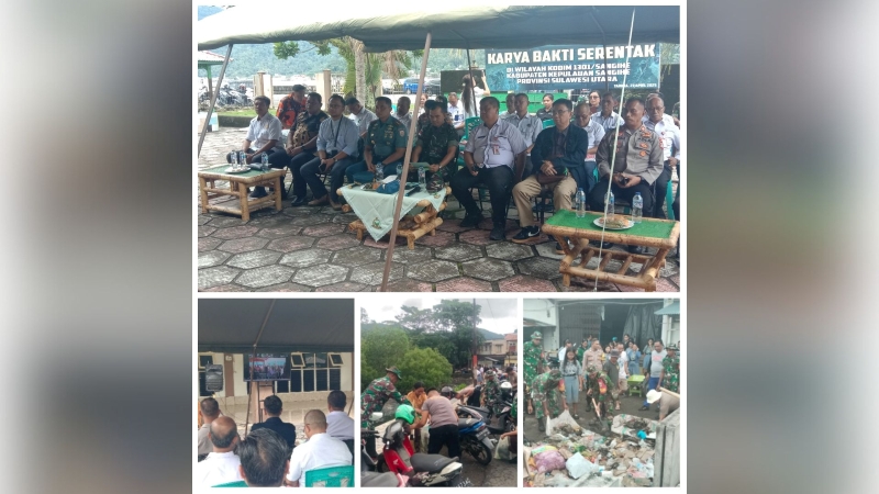 TNI-Polri dan Pemda Sangihe Gelar Karya Bakti Serentak, Tingkatkan Kesadaran Kebersihan