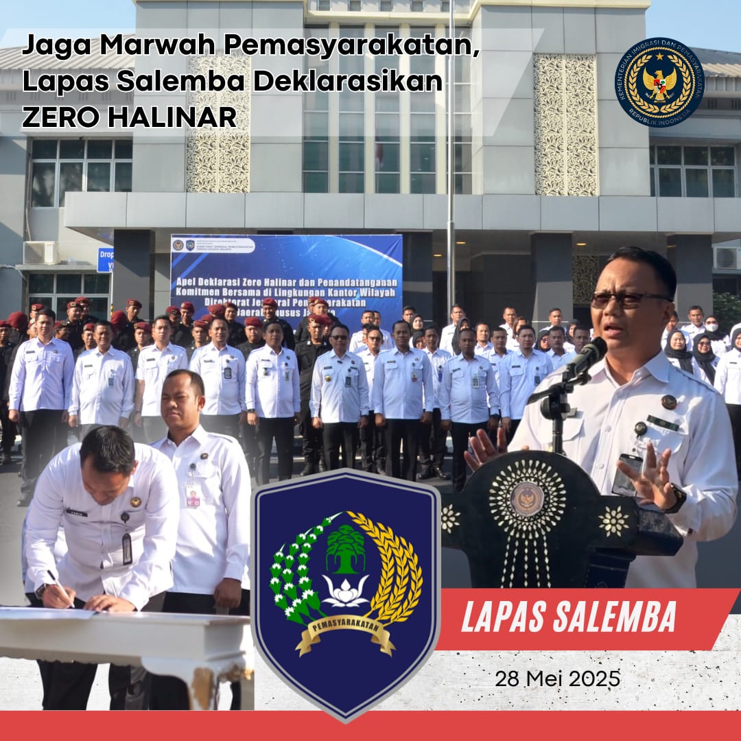 Komitmen Bersama! Lapas Salemba resmi mendeklarasikan Zero Halinar (Handphone, Pungli, dan Narkoba) demi mewujudkan pemasyarakatan yang bersih, aman, dan bermartabat.