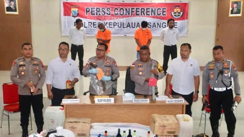 Polres Sangihe Ungkap Kasus Miras Ribuan Liter hingga Penganiayaan