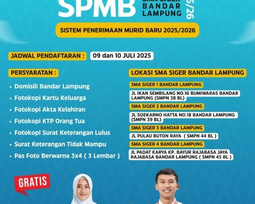 Pemkot Bandar Lampung Buka Pendaftaran SMA Siger, Gratis untuk Warga Tak Mampu