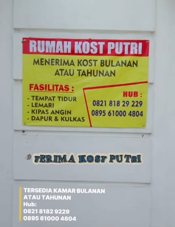 Rumah Kost Putri Dekat Unila, Tawarkan Fasilitas Lengkap dan Lokasi Strategis