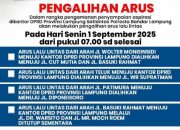 Demo di DPRD Lampung, Satlantas Polresta Bandar Lampung Lakukan Rekayasa Arus Lalu Lintas