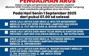 Demo di DPRD Lampung, Satlantas Polresta Bandar Lampung Lakukan Rekayasa Arus Lalu Lintas