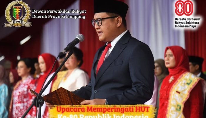 Ketua DPRD Lampung Bacakan Teks Proklamasi pada Upacara HUT ke-80 RI