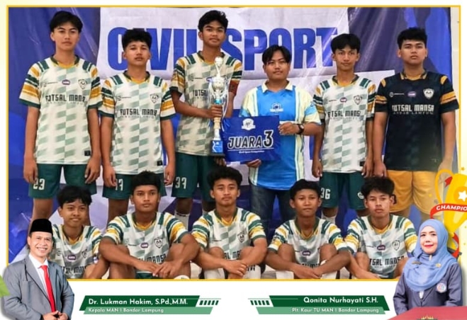 Tim Futsal MAN 1 Bandar Lampung Raih Juara III Civil Sport Competition 2025
