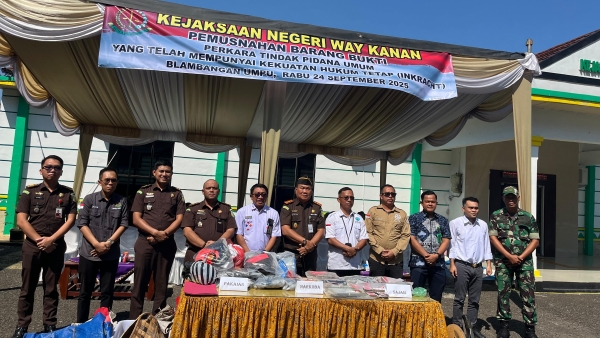 Ungkap Kuantitas Narkotika Tinggi, Kejari Way Kanan Musnahkan Ratusan Gram Barang Bukti