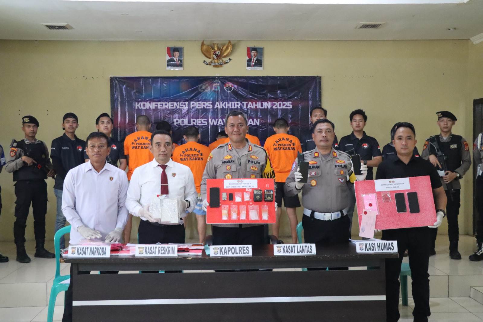 Polres Way Kanan Ungkap 74 Kasus Narkoba Selama 2025, Angka Laka Lantas Turun Drastis