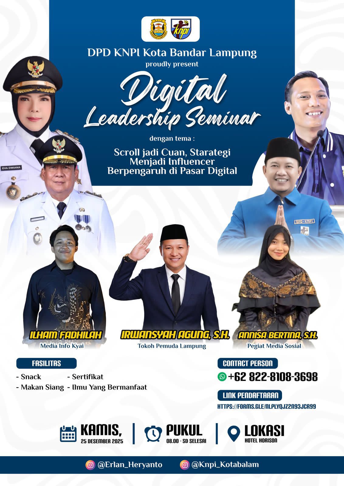 Ubah Scroll Jadi Cuan, KNPI Bandar Lampung Gelar Digital Leadership Seminar
