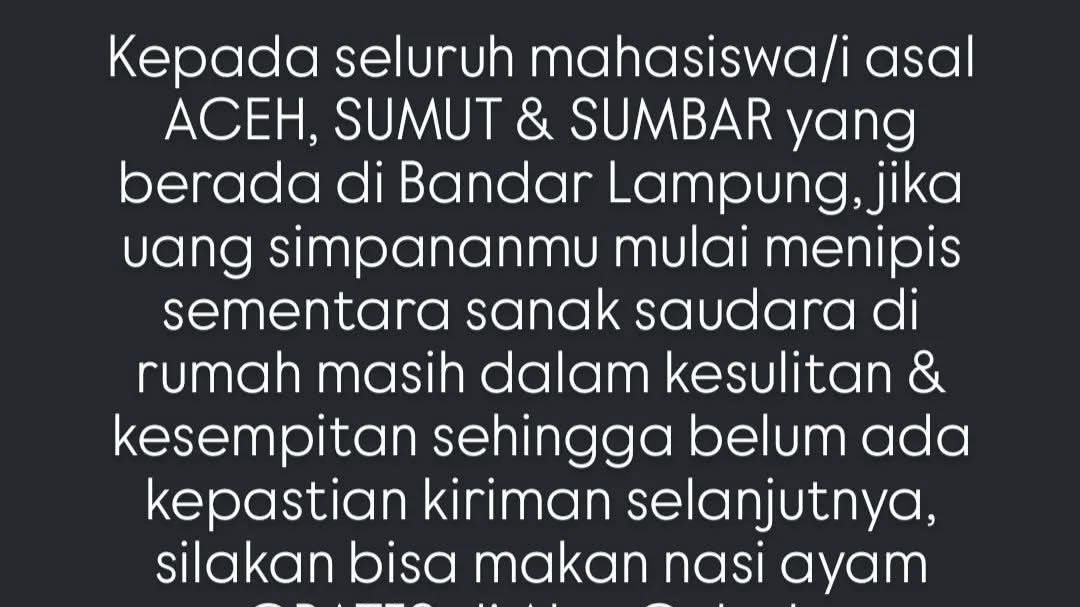 Aksi Solidaritas, RM Alas Cobek Gratiskan Nasi Ayam untuk Mahasiswa Perantau Sumatera