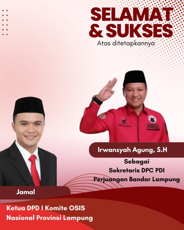 Ketua KON Lampung Harap Sinergi Kepemudaan Usai Irwansyah Agung Terpilih sebagai Sekretaris DPC PDI Perjuangan Bandar Lampung