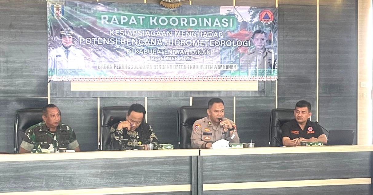 Pemkab Way Kanan Rakor Siaga Bencana Hidrometeorologi 2025, Perkuat Mitigasi Musim Hujan