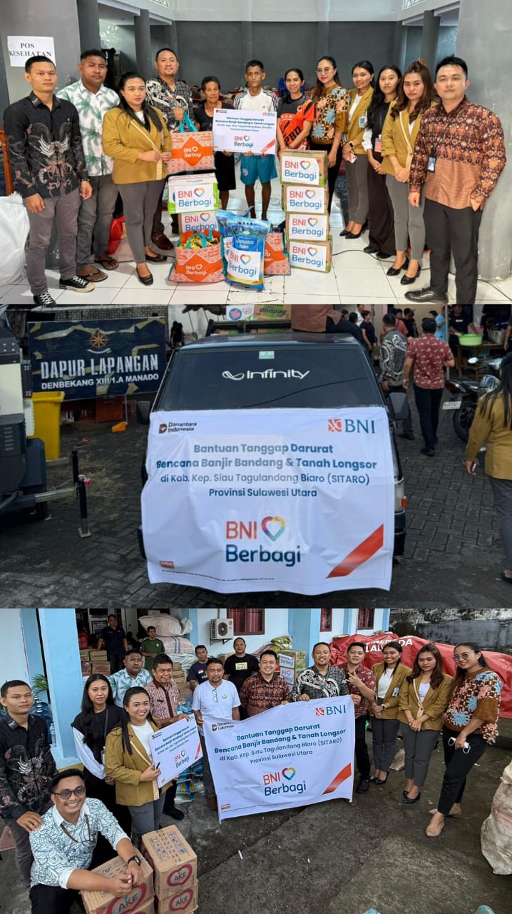 BNI Salurkan Bantuan Tanggap Darurat untuk Korban Banjir Bandang dan Longsor di Sitaro
