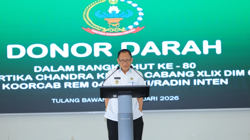 Bupati Tulang Bawang Qudrotul Ikhwan Hadiri Donor Darah HUT ke-80 Persit Kartika Chandra Kirana 2026