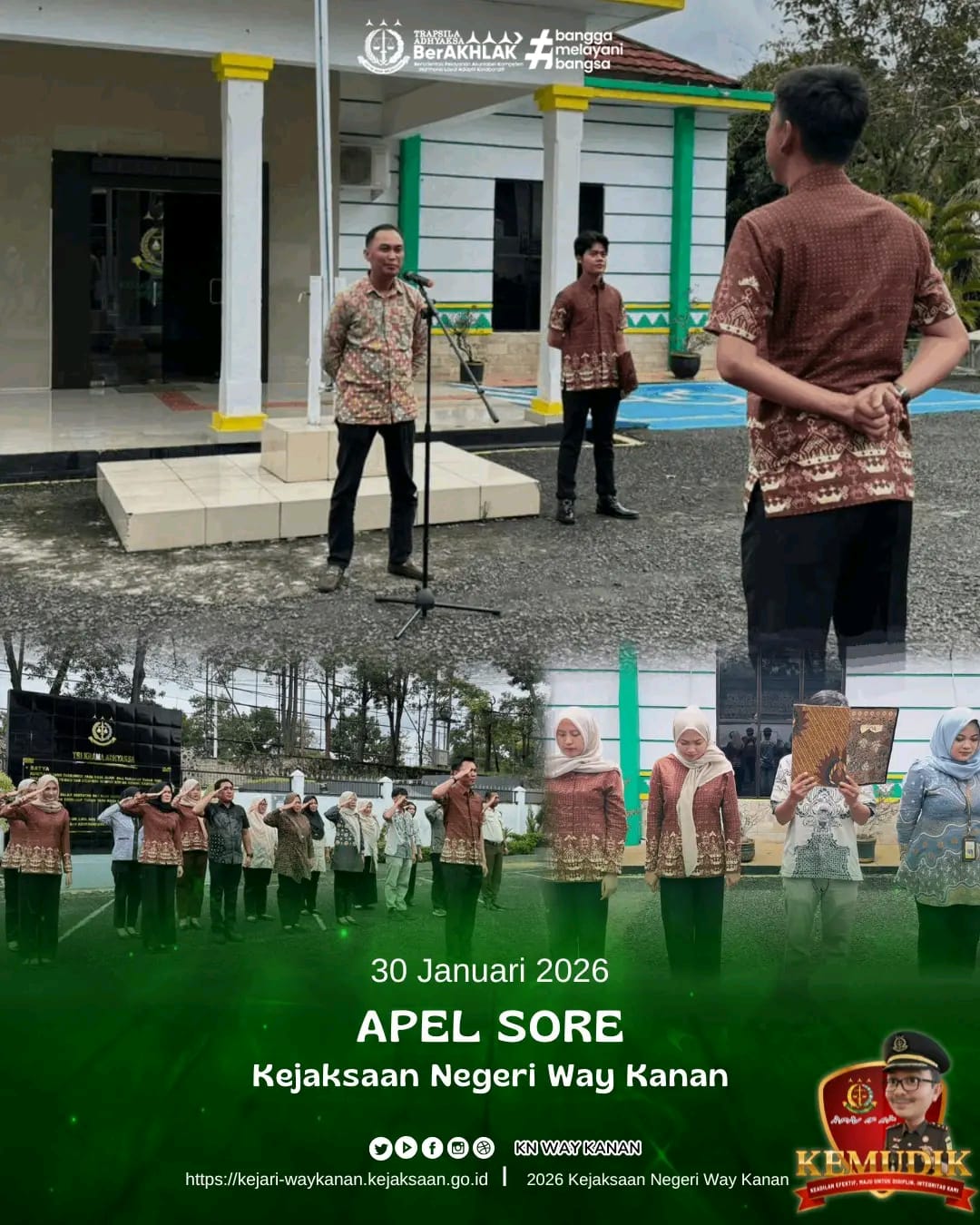 Kejari Way Kanan Gelar Apel Sore, Tekankan Integritas dan Jaga Nama Baik Institusi